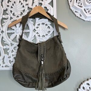 Carla Mancini Green Leather Shoulder Bag Tassel NWOT Made in USA